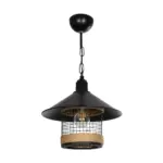 GLOBOSTAR® GLORA 201-0090 Vintage Κρεμαστό Φωτιστικό Οροφής με Ντουί 1 x E27 AC 220-240V IP20 - Μαύρο & Μπεζ - Μ30 x Π30 x Υ29cm - Image 4