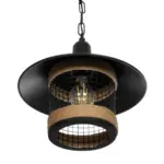 GLOBOSTAR® GLORA 201-0090 Vintage Κρεμαστό Φωτιστικό Οροφής με Ντουί 1 x E27 AC 220-240V IP20 - Μαύρο & Μπεζ - Μ30 x Π30 x Υ29cm - Image 6