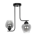GLOBOSTAR® GLOSSA 201-0091 Vintage Φωτιστικό Οροφής με Ντουί 2 x E27 AC 220-240V IP20 - Μαύρο & Μαύρο Φιμέ - Μ40 x Π15 x Υ17cm - Image 4