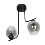 GLOBOSTAR® GLOSSA 201-0091 Vintage Φωτιστικό Οροφής με Ντουί 2 x E27 AC 220-240V IP20 - Μαύρο & Μαύρο Φιμέ - Μ40 x Π15 x Υ17cm - Image 5