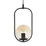 GLOBOSTAR® ZENITH 201-0093 Vintage Κρεμαστό Φωτιστικό Οροφής με Ντουί 1 x E27 AC 220-240V IP20 - Μαύρο & Μελί - Μ18 x Π15 x Υ38cm - Image 4