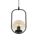 GLOBOSTAR® ZENITH 201-0093 Vintage Κρεμαστό Φωτιστικό Οροφής με Ντουί 1 x E27 AC 220-240V IP20 - Μαύρο & Μελί - Μ18 x Π15 x Υ38cm - Image 5