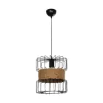 GLOBOSTAR® ORB 201-0096 Vintage Κρεμαστό Φωτιστικό Οροφής με Ντουί 1 x E27 AC 220-240V IP20 - Μαύρο & Μπεζ - Μ27 x Π27 x Υ31cm - Image 4
