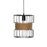 GLOBOSTAR® ORB 201-0096 Vintage Κρεμαστό Φωτιστικό Οροφής με Ντουί 1 x E27 AC 220-240V IP20 - Μαύρο & Μπεζ - Μ27 x Π27 x Υ31cm - Image 5
