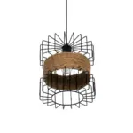 GLOBOSTAR® ORB 201-0096 Vintage Κρεμαστό Φωτιστικό Οροφής με Ντουί 1 x E27 AC 220-240V IP20 - Μαύρο & Μπεζ - Μ27 x Π27 x Υ31cm - Image 6