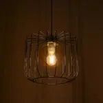 GLOBOSTAR® FLAMIA 201-0099 Vintage Κρεμαστό Φωτιστικό Οροφής με Ντουί 1 x E27 AC 220-240V IP20 - Μαύρο & Μελί - Μ31 x Π31 x Υ29cm - Image 3