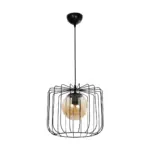 GLOBOSTAR® FLAMIA 201-0099 Vintage Κρεμαστό Φωτιστικό Οροφής με Ντουί 1 x E27 AC 220-240V IP20 - Μαύρο & Μελί - Μ31 x Π31 x Υ29cm - Image 4