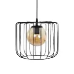 GLOBOSTAR® FLAMIA 201-0099 Vintage Κρεμαστό Φωτιστικό Οροφής με Ντουί 1 x E27 AC 220-240V IP20 - Μαύρο & Μελί - Μ31 x Π31 x Υ29cm - Image 5