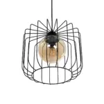 GLOBOSTAR® FLAMIA 201-0099 Vintage Κρεμαστό Φωτιστικό Οροφής με Ντουί 1 x E27 AC 220-240V IP20 - Μαύρο & Μελί - Μ31 x Π31 x Υ29cm - Image 6