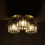 GLOBOSTAR® ILLUME 201-0100 Vintage Φωτιστικό Οροφής με Ντουί 3 x E27 AC 220-240V IP20 - Μαύρο & Διάφανο - Μ50 x Π50 x Υ19cm - Image 3