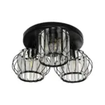 GLOBOSTAR® ILLUME 201-0100 Vintage Φωτιστικό Οροφής με Ντουί 3 x E27 AC 220-240V IP20 - Μαύρο & Διάφανο - Μ50 x Π50 x Υ19cm - Image 5
