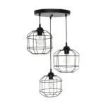 GLOBOSTAR® RAYNO 201-0108 Vintage Κρεμαστό Φωτιστικό Οροφής με Ντουί 3 x E27 AC 220-240V IP20 - Μαύρο - Μ42 x Π42 x Υ60cm - Image 4