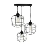 GLOBOSTAR® RAYNO 201-0108 Vintage Κρεμαστό Φωτιστικό Οροφής με Ντουί 3 x E27 AC 220-240V IP20 - Μαύρο - Μ42 x Π42 x Υ60cm - Image 6
