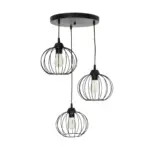 GLOBOSTAR® FLAMIA 201-0109 Vintage Κρεμαστό Φωτιστικό Οροφής με Ντουί 3 x E27 AC 220-240V IP20 - Μαύρο - Μ44 x Π44 x Υ66cm - Image 4