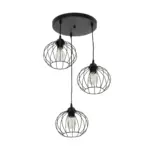 GLOBOSTAR® FLAMIA 201-0109 Vintage Κρεμαστό Φωτιστικό Οροφής με Ντουί 3 x E27 AC 220-240V IP20 - Μαύρο - Μ44 x Π44 x Υ66cm - Image 5