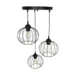 GLOBOSTAR® FLAMIA 201-0109 Vintage Κρεμαστό Φωτιστικό Οροφής με Ντουί 3 x E27 AC 220-240V IP20 - Μαύρο - Μ44 x Π44 x Υ66cm - Image 6