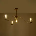 GLOBOSTAR® SUNRAY 201-0110 Vintage Φωτιστικό Οροφής με Ντουί 4 x E27 AC 220-240V IP20 - Χρυσό & Μελί - Μ100 x Π100 x Υ26cm - Image 3