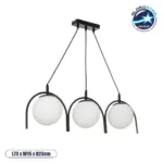 GLOBOSTAR® FLASHO 201-0111 Vintage Κρεμαστό Φωτιστικό Οροφής με Ντουί 3 x E27 AC 220-240V IP20 - Μαύρο & Λευκό - Μ73 x Π15 x Υ23cm