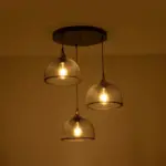 GLOBOSTAR® FLICKA 201-0113 Vintage Κρεμαστό Φωτιστικό Οροφής με Ντουί 3 x E27 AC 220-240V IP20 - Μαύρο & Χάλκινο - Μ55 x Π55 x Υ65cm - Image 3