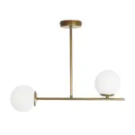 GLOBOSTAR® GLOBUS 201-0119 Μοντέρνο Φωτιστικό Οροφής με Ντουί 2 x E27 AC 220-240V IP20 - Λευκό & Χρυσό - Μ65 x Π15 x Υ23cm - Image 4