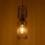 GLOBOSTAR® LAVERA 201-0124 Vintage Κρεμαστό Φωτιστικό Οροφής με Ντουί 1 x E27 AC 220-240V IP20 - Μαύρο & Μπρούτζινο - Μ14 x Π14 x Υ44cm - Image 3