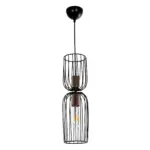 GLOBOSTAR® LAVERA 201-0124 Vintage Κρεμαστό Φωτιστικό Οροφής με Ντουί 1 x E27 AC 220-240V IP20 - Μαύρο & Μπρούτζινο - Μ14 x Π14 x Υ44cm - Image 4