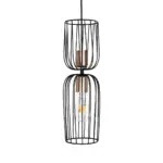 GLOBOSTAR® LAVERA 201-0124 Vintage Κρεμαστό Φωτιστικό Οροφής με Ντουί 1 x E27 AC 220-240V IP20 - Μαύρο & Μπρούτζινο - Μ14 x Π14 x Υ44cm - Image 5