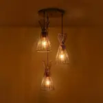 GLOBOSTAR® FLIXIO 201-0126 Vintage Κρεμαστό Φωτιστικό Οροφής με Ντουί 3 x E27 AC 220-240V IP20 - Χρυσό - Μ40 x Π40 x Υ70cm - Image 3