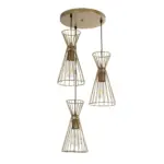 GLOBOSTAR® FLIXIO 201-0126 Vintage Κρεμαστό Φωτιστικό Οροφής με Ντουί 3 x E27 AC 220-240V IP20 - Χρυσό - Μ40 x Π40 x Υ70cm - Image 5