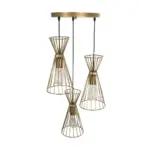 GLOBOSTAR® FLIXIO 201-0126 Vintage Κρεμαστό Φωτιστικό Οροφής με Ντουί 3 x E27 AC 220-240V IP20 - Χρυσό - Μ40 x Π40 x Υ70cm - Image 6