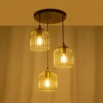 GLOBOSTAR® FLIXIO 201-0138 Vintage Κρεμαστό Φωτιστικό Οροφής με Ντουί 3 x E27 AC 220-240V IP20 - Χρυσό - Μ30 x Π30 x Υ70cm - Image 2