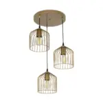GLOBOSTAR® FLIXIO 201-0138 Vintage Κρεμαστό Φωτιστικό Οροφής με Ντουί 3 x E27 AC 220-240V IP20 - Χρυσό - Μ30 x Π30 x Υ70cm - Image 4