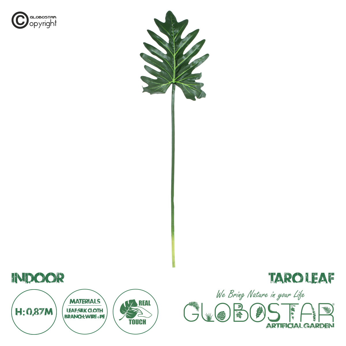 20220_1 GloboStar® Artificial Garden TARO LEAF 20220 Τεχνητό Διακοσμητικό Φύλο Κολοκασίας Π32 x Υ87cm - Image 1