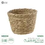 GloboStar® Artificial Garden SIFNOS 20266 Διακοσμητικό Πλεκτό Καλάθι - Κασπώ Γλάστρα - Flower Pot Μπεζ Φ18cm x Υ15cm