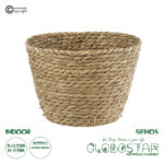 GloboStar® Artificial Garden SIFNOS 20267 Διακοσμητικό Πλεκτό Καλάθι - Κασπώ Γλάστρα - Flower Pot Μπεζ Φ22cm x Υ15cm
