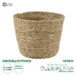 GloboStar® Artificial Garden SIFNOS 20268 Διακοσμητικό Πλεκτό Καλάθι - Κασπώ Γλάστρα - Flower Pot Μπεζ Φ25cm x Υ15cm