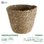GloboStar® Artificial Garden PATMOS 20270 Διακοσμητικό Πλεκτό Καλάθι - Κασπώ Γλάστρα - Flower Pot Καφέ Φ22 x Υ17cm