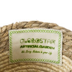GloboStar® Artificial Garden KYTHIRA 20272 Διακοσμητικό Πλεκτό Καλάθι - Κασπώ Γλάστρα - Flower Pot Μπεζ με Λευκό Φ18cm x Υ15cm - Image 6