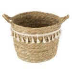 GloboStar® Artificial Garden SANTORINI 20285 Διακοσμητικό Πλεκτό Καλάθι - Κασπώ Γλάστρα - Flower Pot Μπεζ με Μακραμέ Φ25cm x Υ23cm - Image 3