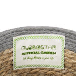 GloboStar® Artificial Garden ANTIPAROS 20289 Διακοσμητικό Πλεκτό Καλάθι - Κασπώ Γλάστρα - Flower Pot Μπεζ με Γκρι Φ22cm x Υ15cm - Image 6