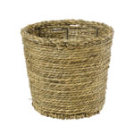 GloboStar® Artificial Garden THASSOS 20293 Διακοσμητικό Πλεκτό Καλάθι - Κασπώ Γλάστρα - Flower Pot Μπεζ με Καφέ Φ20cm x Υ22cm - Image 2
