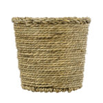 GloboStar® Artificial Garden THASSOS 20293 Διακοσμητικό Πλεκτό Καλάθι - Κασπώ Γλάστρα - Flower Pot Μπεζ με Καφέ Φ20cm x Υ22cm - Image 4