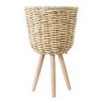 GloboStar® Artificial Garden LIMNOS 20299 Διακοσμητικό Πλεκτό Καλάθι - Κασπώ Γλάστρα - Flower Pot Μπεζ Φ26cm x Υ42cm - Image 4