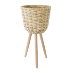 GloboStar® Artificial Garden LIMNOS 20300 Διακοσμητικό Πλεκτό Καλάθι - Κασπώ Γλάστρα - Flower Pot Μπεζ Φ26cm x Υ56cm - Image 2