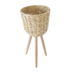 GloboStar® Artificial Garden LIMNOS 20300 Διακοσμητικό Πλεκτό Καλάθι - Κασπώ Γλάστρα - Flower Pot Μπεζ Φ26cm x Υ56cm - Image 3