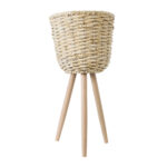 GloboStar® Artificial Garden LIMNOS 20300 Διακοσμητικό Πλεκτό Καλάθι - Κασπώ Γλάστρα - Flower Pot Μπεζ Φ26cm x Υ56cm - Image 4