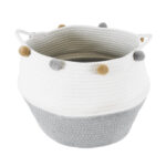 GloboStar® Artificial Garden KYTHNOS 20314 Διακοσμητικό Πλεκτό Καλάθι - Κασπώ Γλάστρα - Flower Pot Γκρι με Λευκό Φ29cm x Υ28cm - Image 3