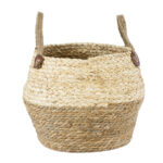 GloboStar® Artificial Garden ANDROS 20317 Διακοσμητικό Πλεκτό Καλάθι - Κασπώ Γλάστρα - Flower Pot Καφέ με Μπεζ Φ29cm x Υ30cm - Image 2