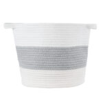 GloboStar® Artificial Garden KEFALONIA 20320 Διακοσμητικό Πλεκτό Καλάθι - Κασπώ Γλάστρα - Flower Pot Γκρι με Λευκό Φ30cm x Υ30cm - Image 4