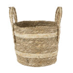 GloboStar® Artificial Garden NAXOS 20333 Διακοσμητικό Πλεκτό Καλάθι - Κασπώ Γλάστρα - Flower Pot Μπεζ με Καφέ Φ30cm x Υ26cm - Image 2
